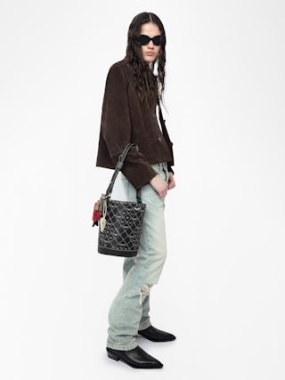Z Bucket Monogram Bag - Monogram canvas bucket bag with adjustable strap and wing signature.