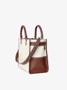 Sac Angel Tote Voltaire XS - Sac cabas en toile et cuir grainé à double anse, bandoulière et signature ailes.