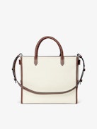 Sac Angel Tote Voltaire XS - Sac cabas en toile et cuir grainé à double anse, bandoulière et signature ailes.