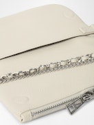 Pochette Rock Nano - Pochette in pelle granata con doppia catena in pelle e metallo e ali decorate con strass.