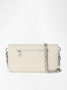 Pochette Rock Nano - Pochette in pelle granata con doppia catena in pelle e metallo e ali decorate con strass.