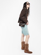 Borsa Le Zazi Croco - Piccola borsa in pelle effetto coccodrillo, con tracolla regolabile e ali caratteristiche.