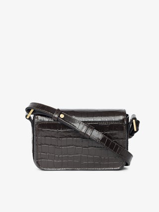 Le Zazi Croco Bag - Small croco-effect leather bag with adjustable shoulder strap and signature wings.