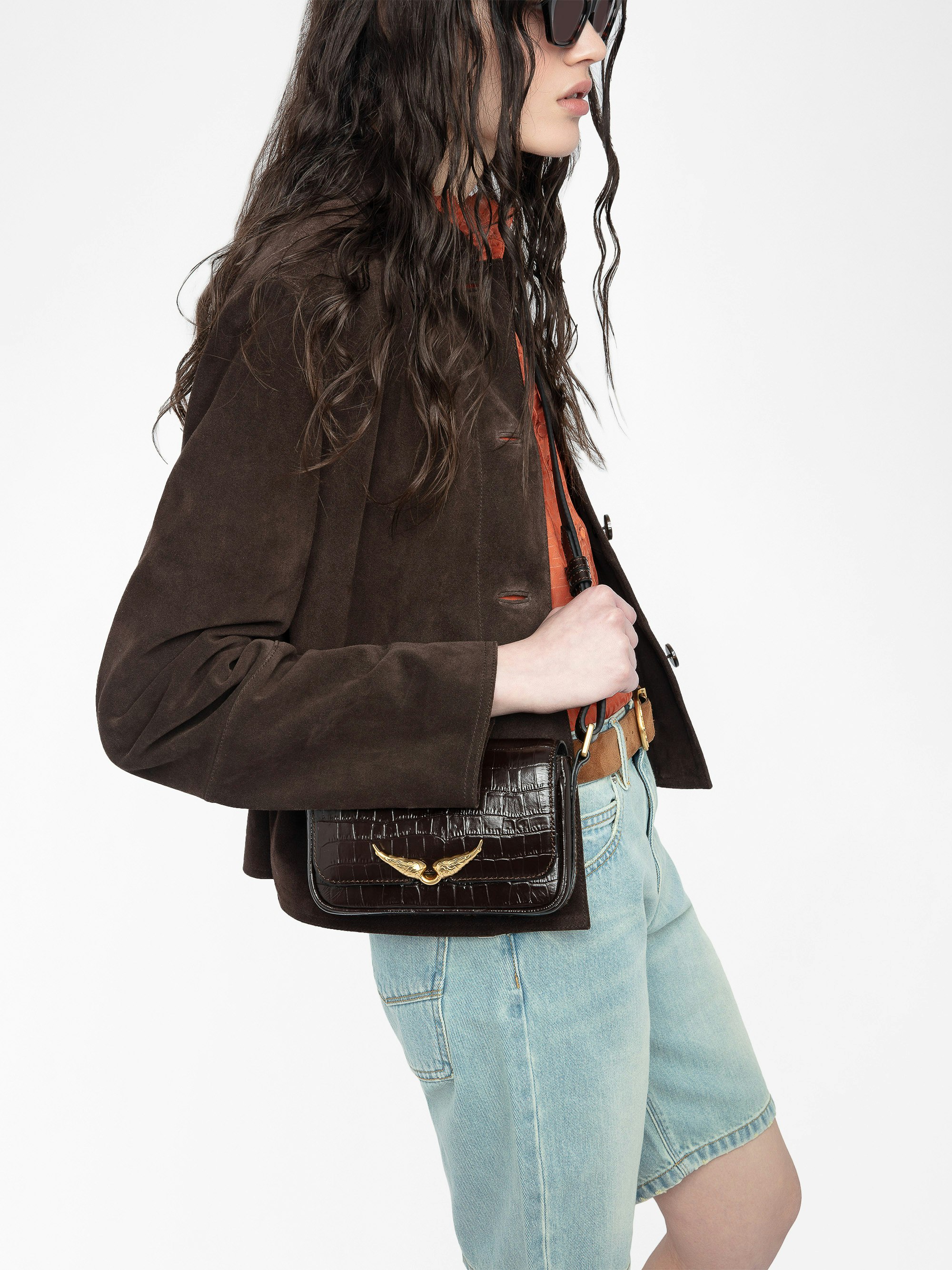 The Zazi Croco Brown Leather Bag | Zadig&Voltaire