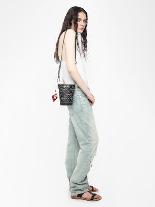 Z Bucket Nano Monogram Bag - Mini bucket bag in monogram canvas with adjustable strap and wing signature.