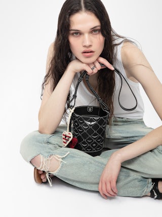 Z Bucket Nano Monogram Bag - Mini bucket bag in monogram canvas with adjustable strap and wing signature.