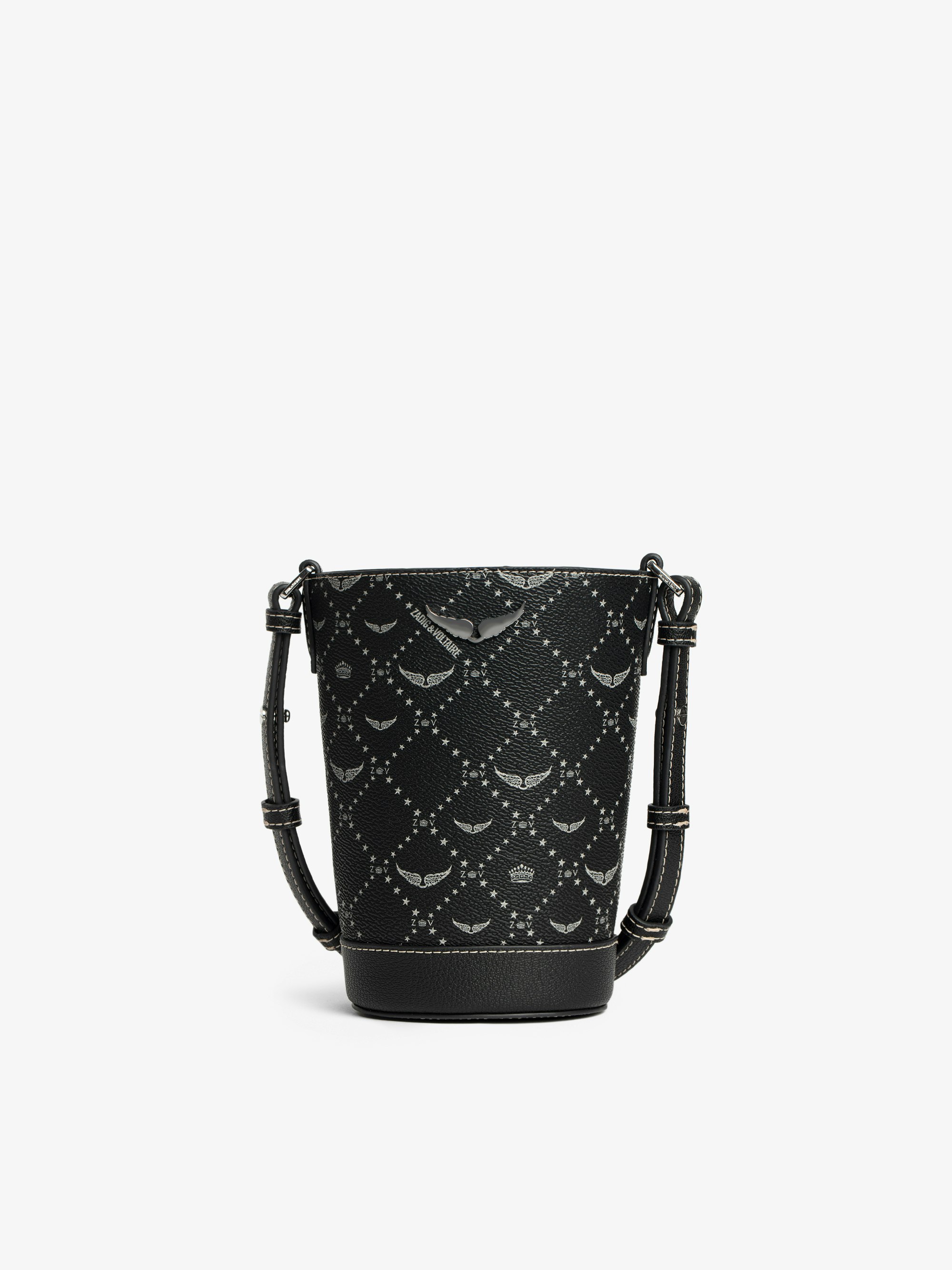 Bolso Z Bucket Nano Monogram - Mini bolso saco en lona monograma con correa ajustable y firma de alas.