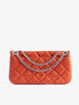 Rock II Quilted Monogram Clutch - Clutch in smooth quilted leather with sliding metal chain and signature wings.