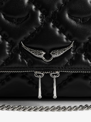 Rocky II Quilted Monogram Bag - Smooth quilted leather bag with monogram shoulder strap, chain, and signature wings.