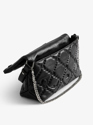 Rocky II Quilted Monogram Bag - Smooth quilted leather bag with monogram shoulder strap, chain, and signature wings.