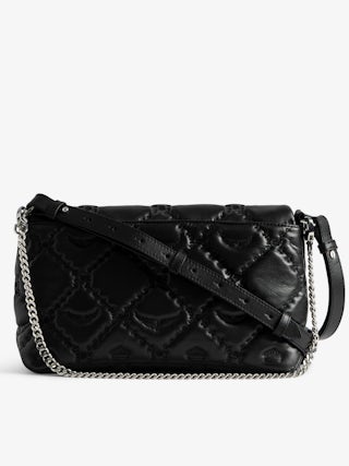 Rocky II Quilted Monogram Bag - Smooth quilted leather bag with monogram shoulder strap, chain, and signature wings.