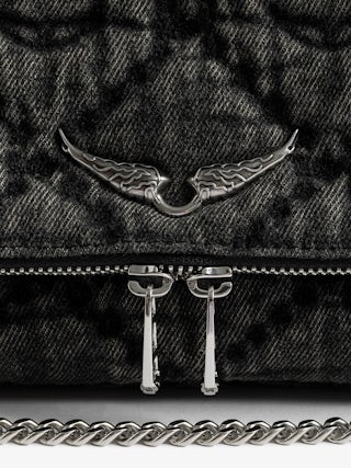 Rocky II Monogram Bag - Denim monogram shoulder bag with chain and signature wings.