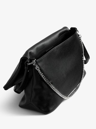 Rocky XL Bag - Grained leather shoulder bag with chain and signature wings.