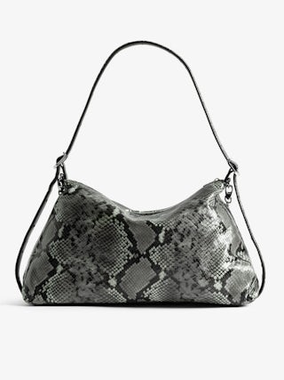 Jim Wild Bag - Soft python-effect leather bag adorned with a chain and rhinestone wing.