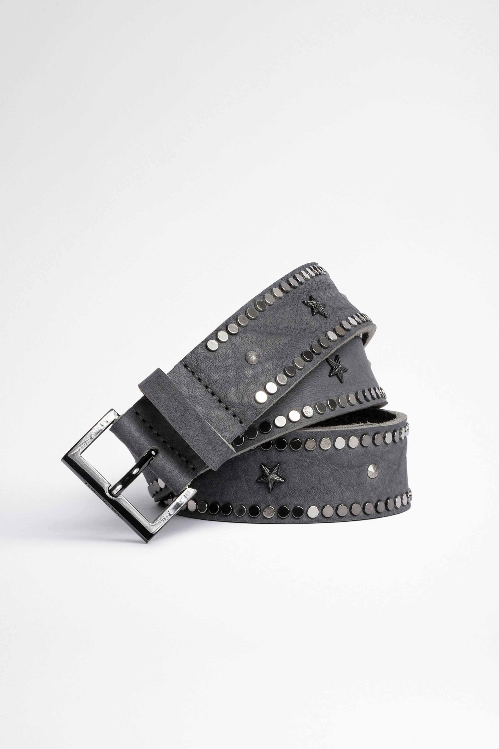 Starlight Belt Women's gray leather studded belt