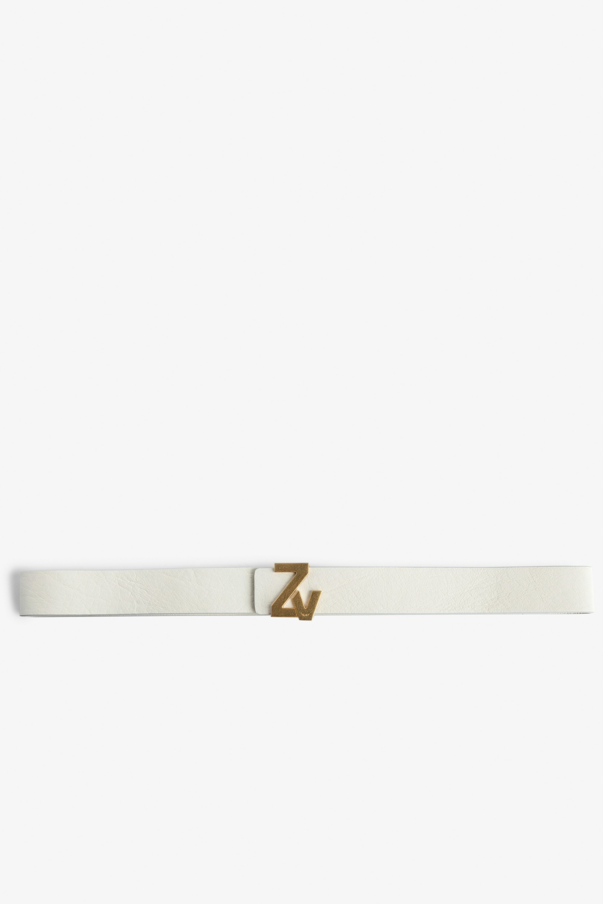 ZV Initiale La Belt - Women's belt in ecru leather with gold-tone ZV buckle