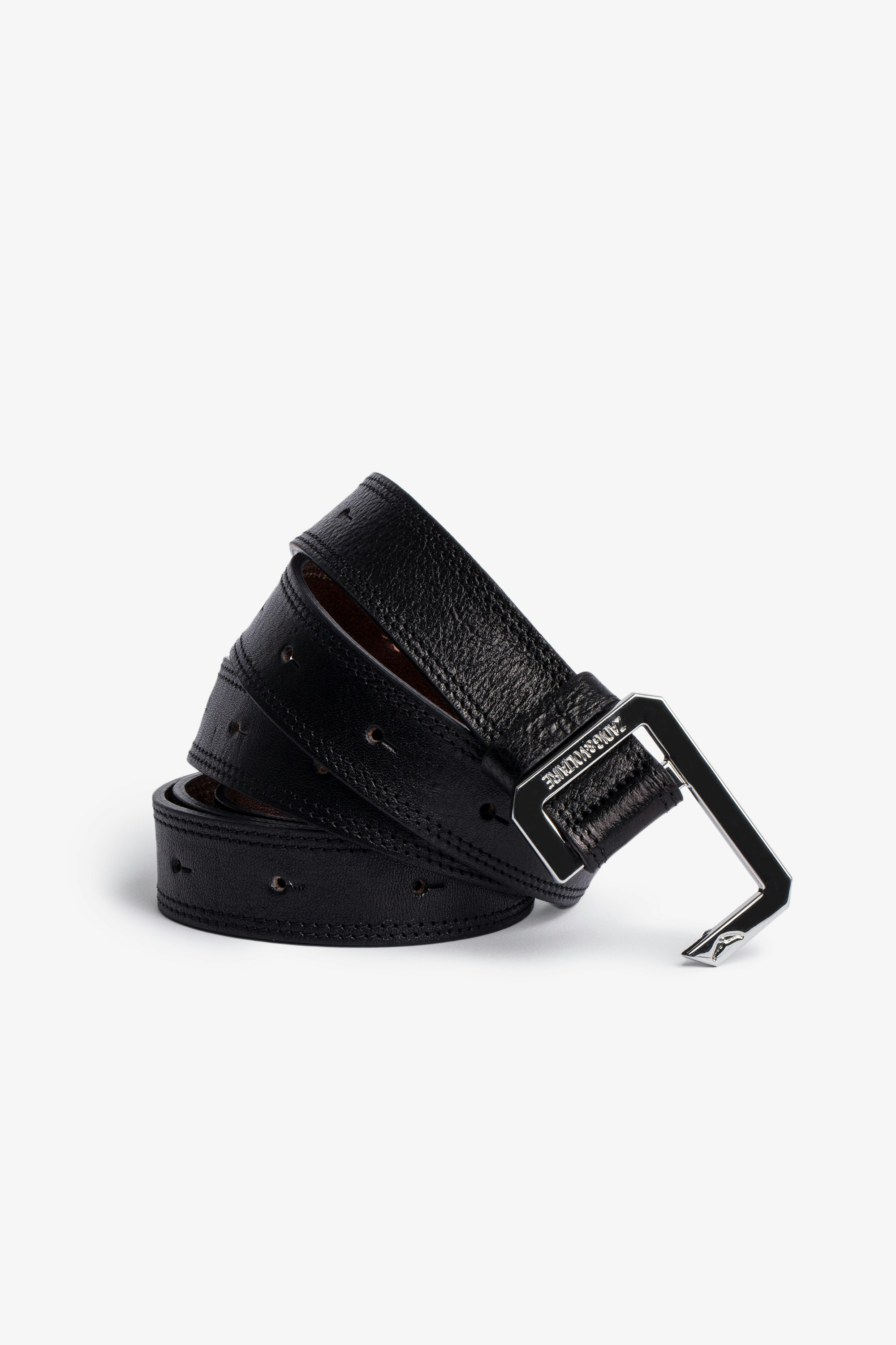 La Cecilia レザーベルト Women's black leather belt with black C-shaped buckle. Buying this product, you support a responsible leather production through Leather Working Group.