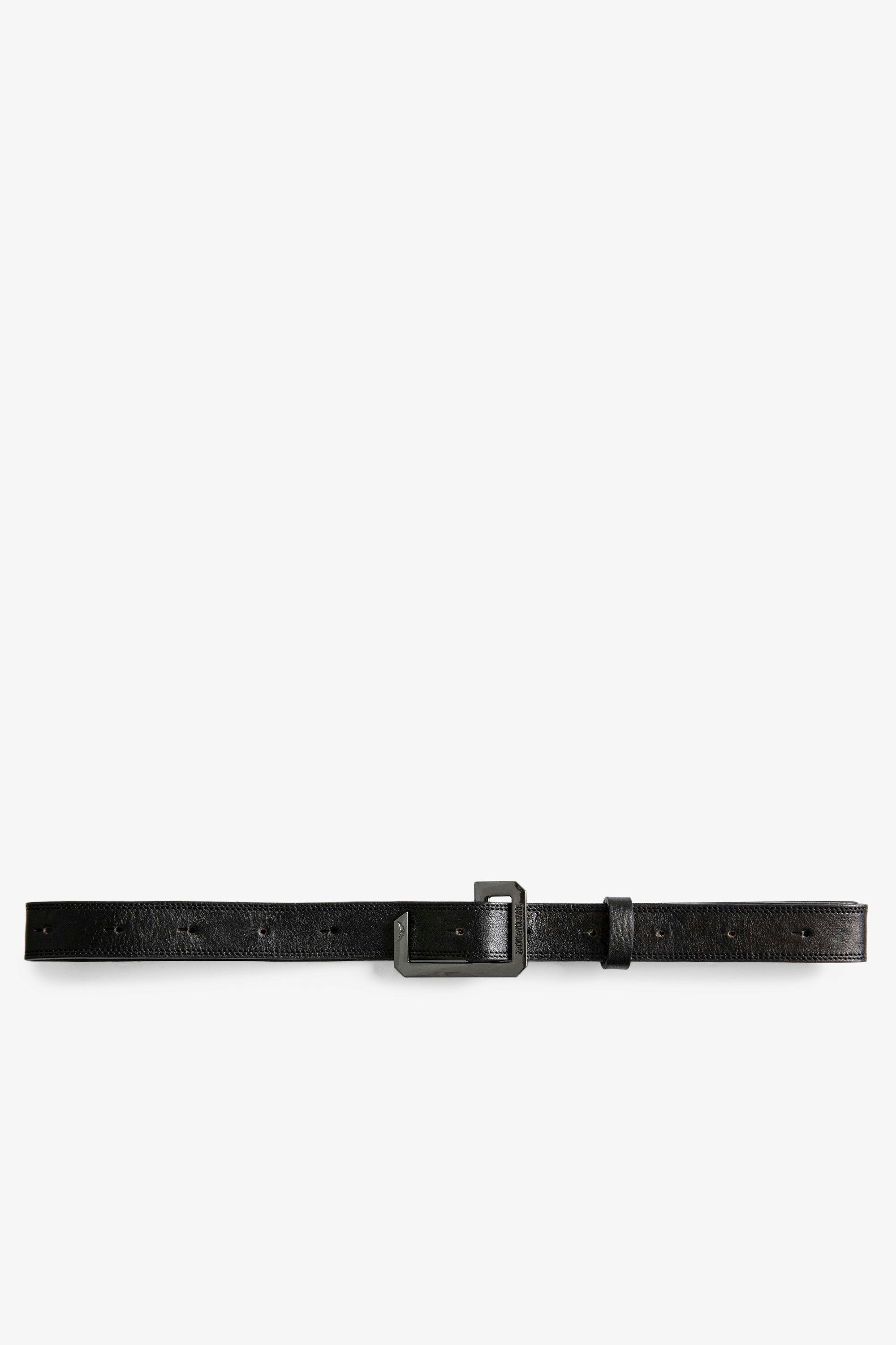 La Cecilia Belt Leather - Women's black leather belt with black C-shaped buckle. Buying this product, you support a responsible leather production through Leather Working Group.