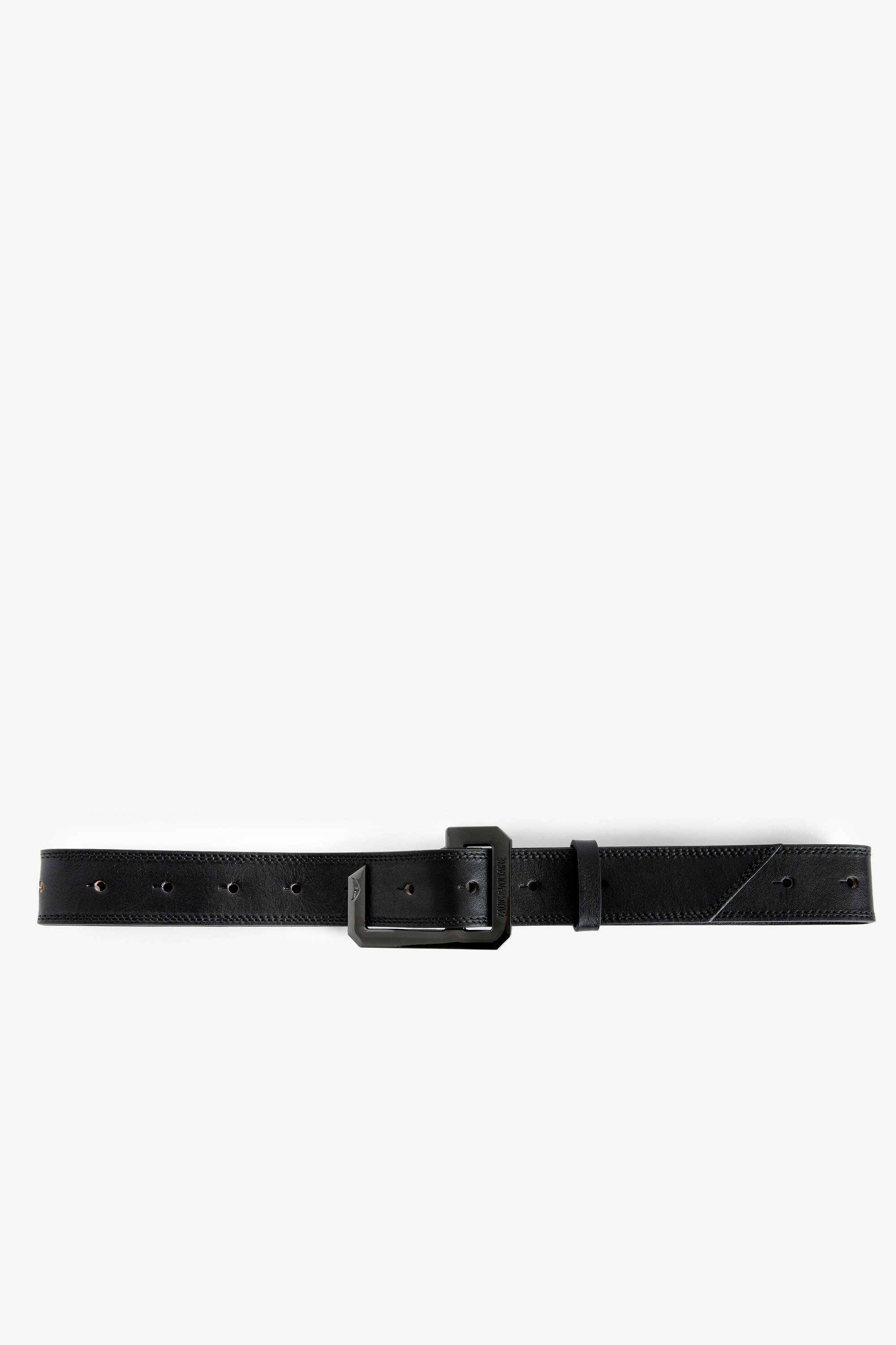 La Cecilia Belt - Adjustable black vegetable-tanned leather belt with C buckle.