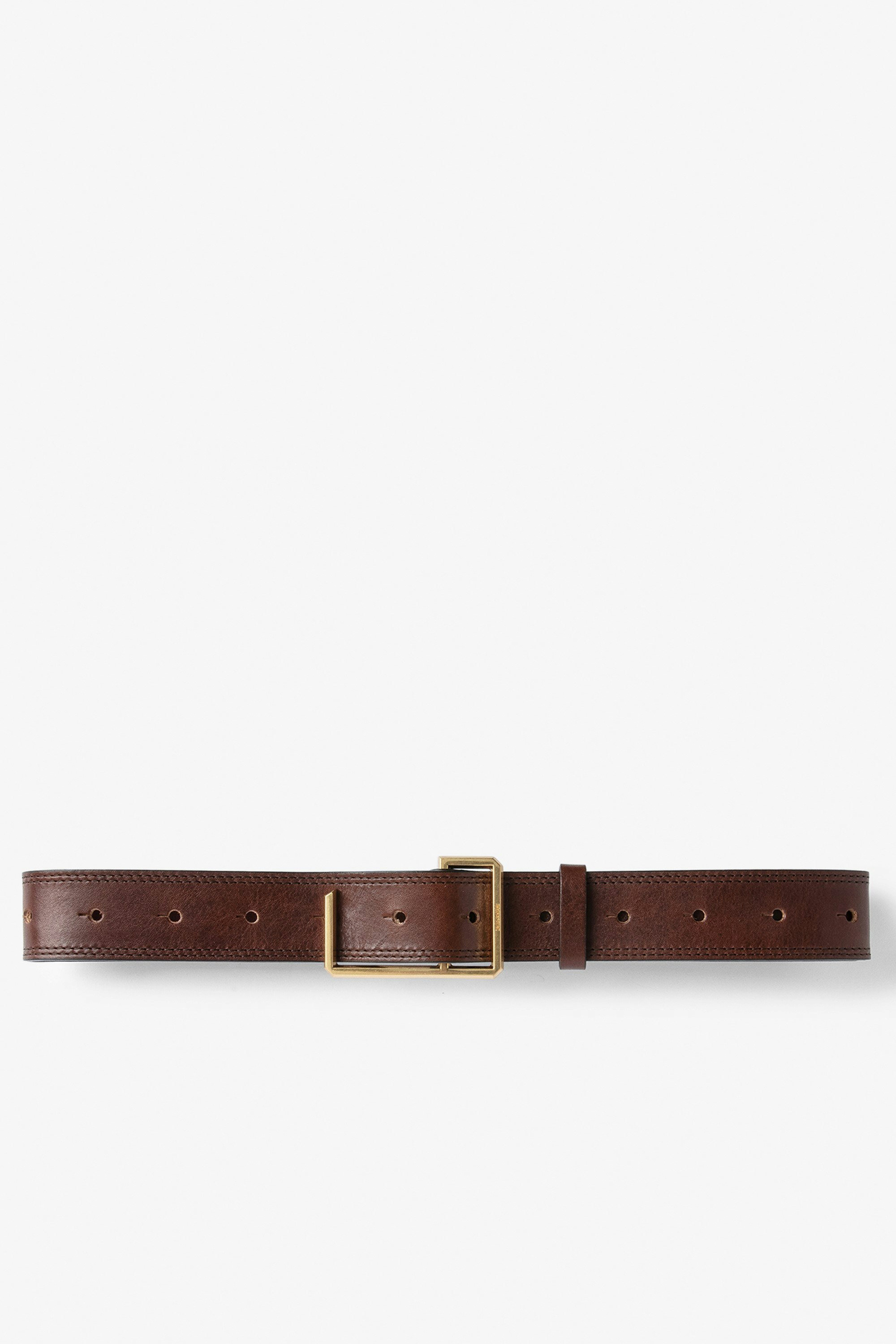 La Cecilia Belt - Women's belt in brown leather with gold-tone C buckle.
