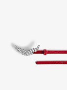Rock Chain Glossy Wild Belt - Women’s red python-effect patent leather belt with wings charm.