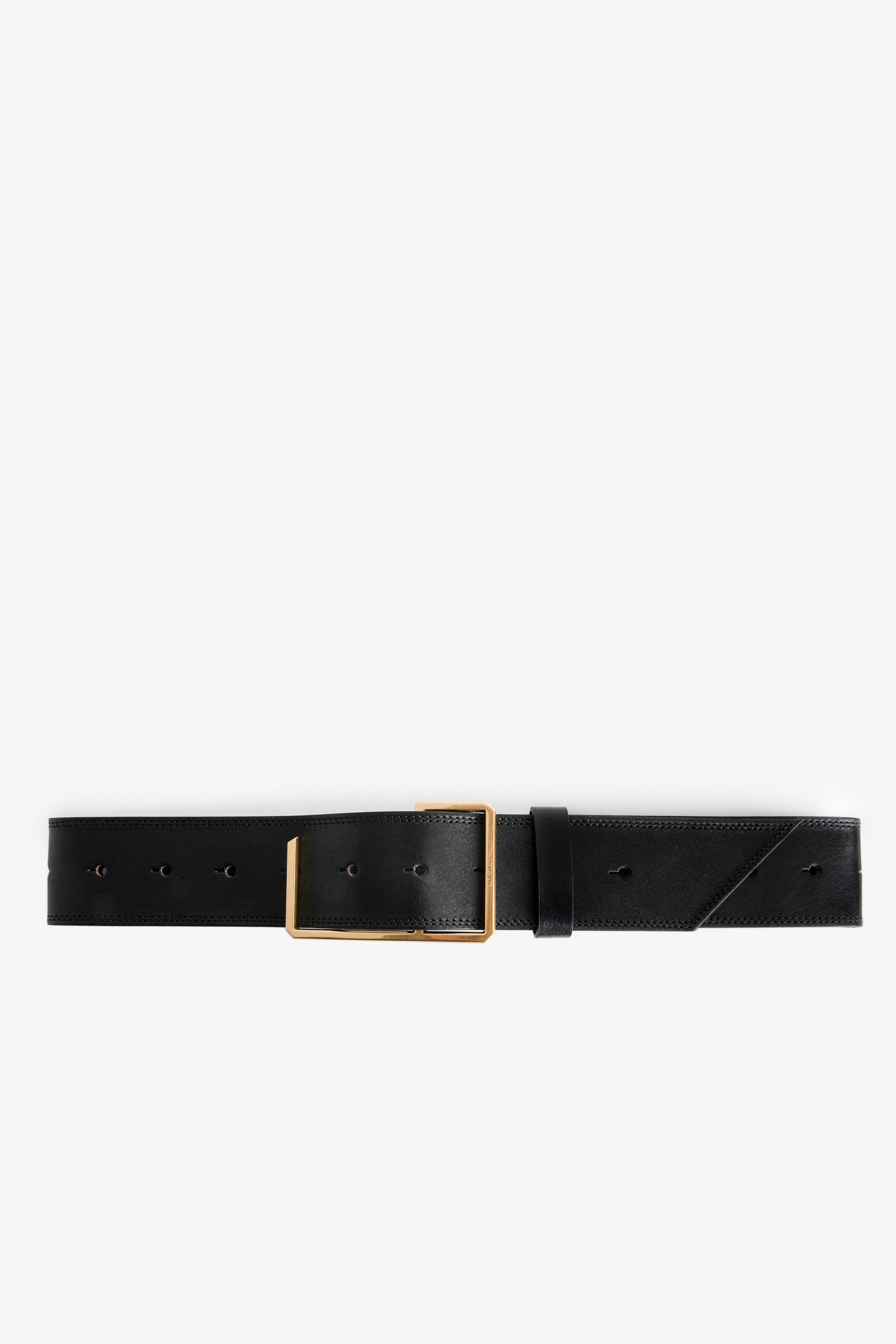 La Cecilia Obsession Belt - Adjustable black vegetable-tanned leather belt with C buckle.