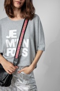 Zadig Shoulder Strap - Women’s adjustable shoulder strap in pink leather and jacquard.