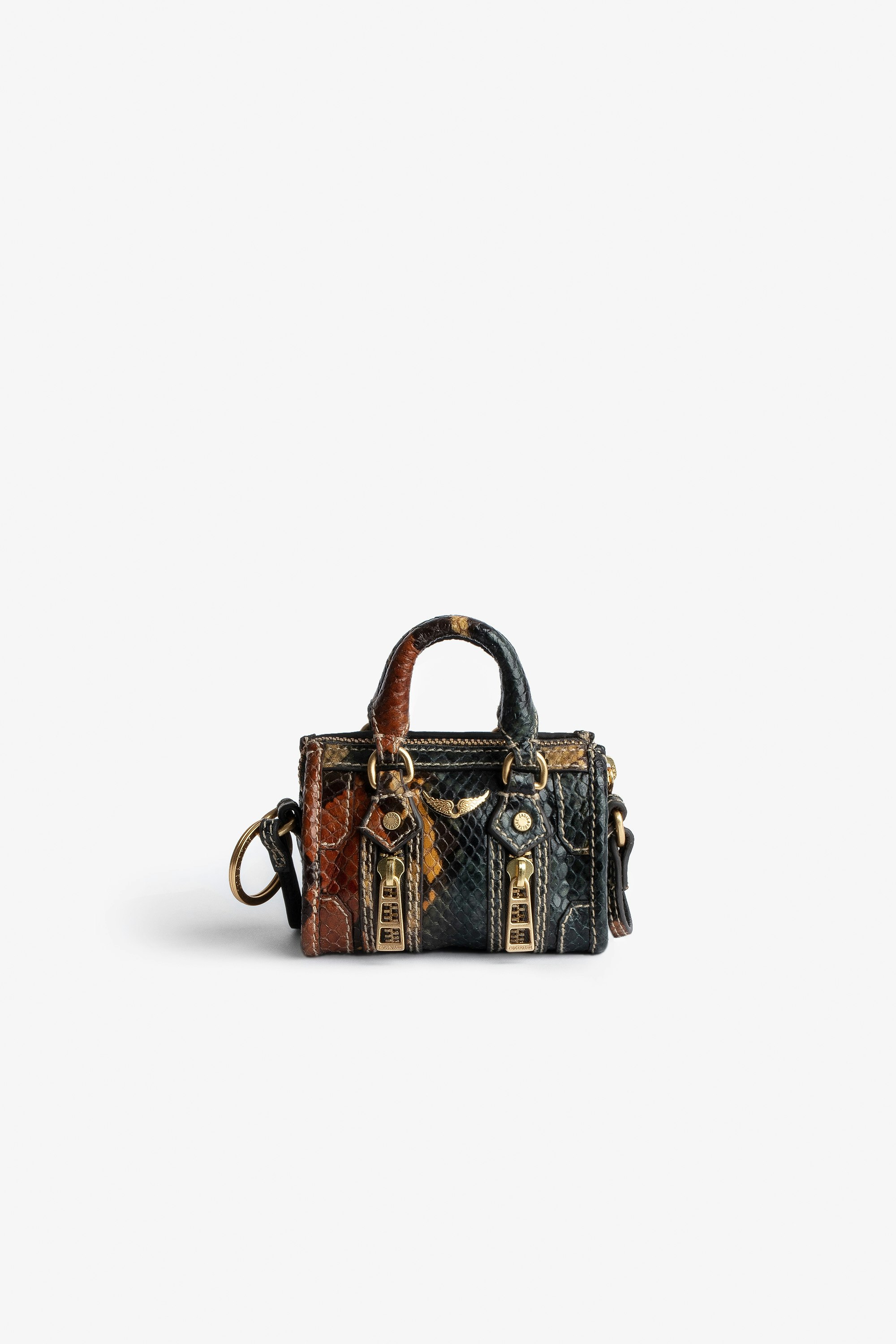 Sunny #2 Grigri Bag Women's grigri charm in brown python-effect printed leather
