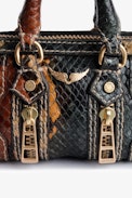 Amuleto Borsa Sunny #2 - Amuleto in pelle marrone con stampa effetto pitone - Donna