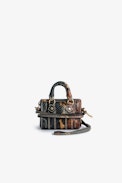 Amuleto Borsa Sunny #2 - Amuleto in pelle marrone con stampa effetto pitone - Donna