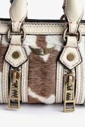 Amuleto Borsa Sunny #2 - Amuleto in pelle marrone e bianca effetto cavallino - Donna