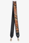 Zadig Shoulder Strap - Women's shoulder strap in brown python-effect leather with braided edges