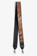 Zadig Shoulder Strap - Women's shoulder strap in brown python-effect leather with braided edges