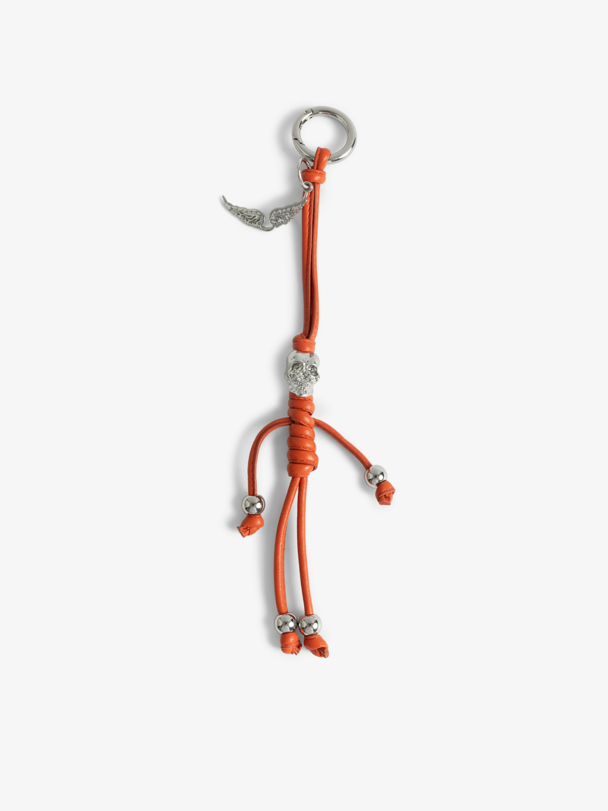 Llavero Skull - Colgante amuleto de cuero liso en forma de esqueleto para colgar de un bolso por ejemplo.
