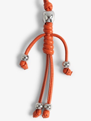 Skull Keyring - Smooth leather skeleton-shaped lucky charm to attach to a bag for example.