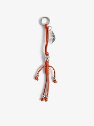 Skull Keyring - Smooth leather skeleton-shaped lucky charm to attach to a bag for example.