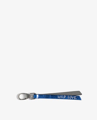 Love Link Keyring - Keyring with grained leather strap featuring wild love message.