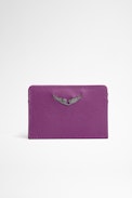 ZV Pass Card Holder - Women's fuchsia grained leather card holder.