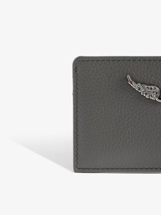ZV Pass Cardholder - Card holder in grained leather adorned with rhinestone wings.