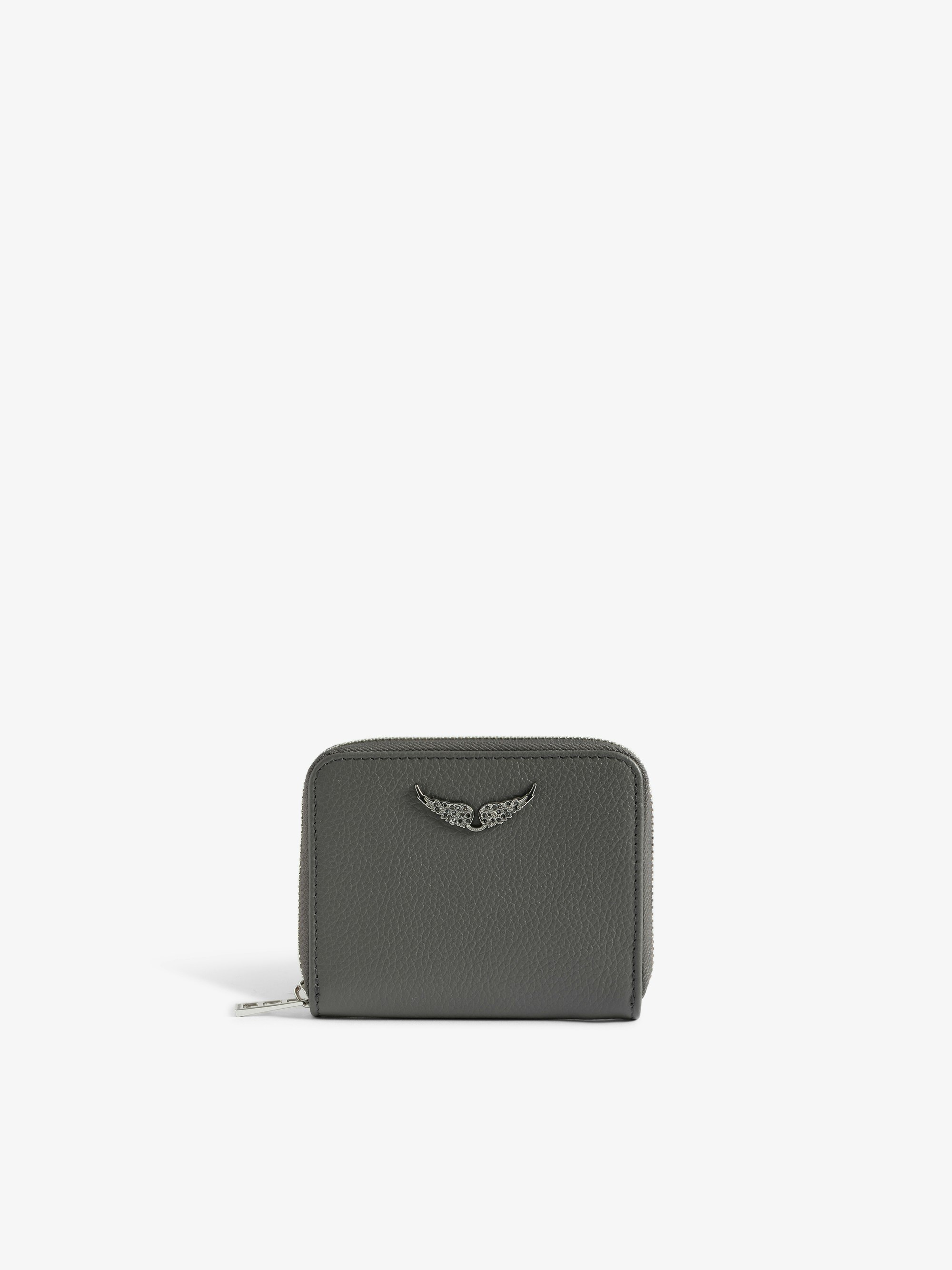 Cartera Mini ZV - Monedero mini ZV de cuero con firma de alas.