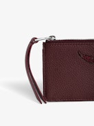 Porta Carte ZV Card - Portacarte in pelle granulata con ali distintive in strass.