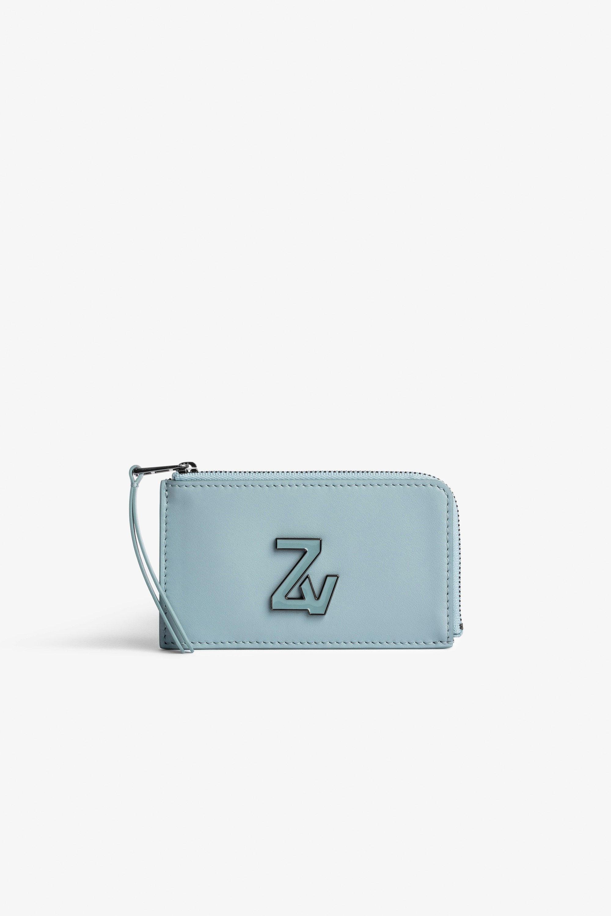 ZV Initiale Le Medium Monogram Card Holder Zadig&Voltaire women's sky-blue leather cardholder