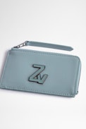ZV Initiale Le Medium Monogram Card Holder - Zadig&Voltaire women's sky-blue leather cardholder