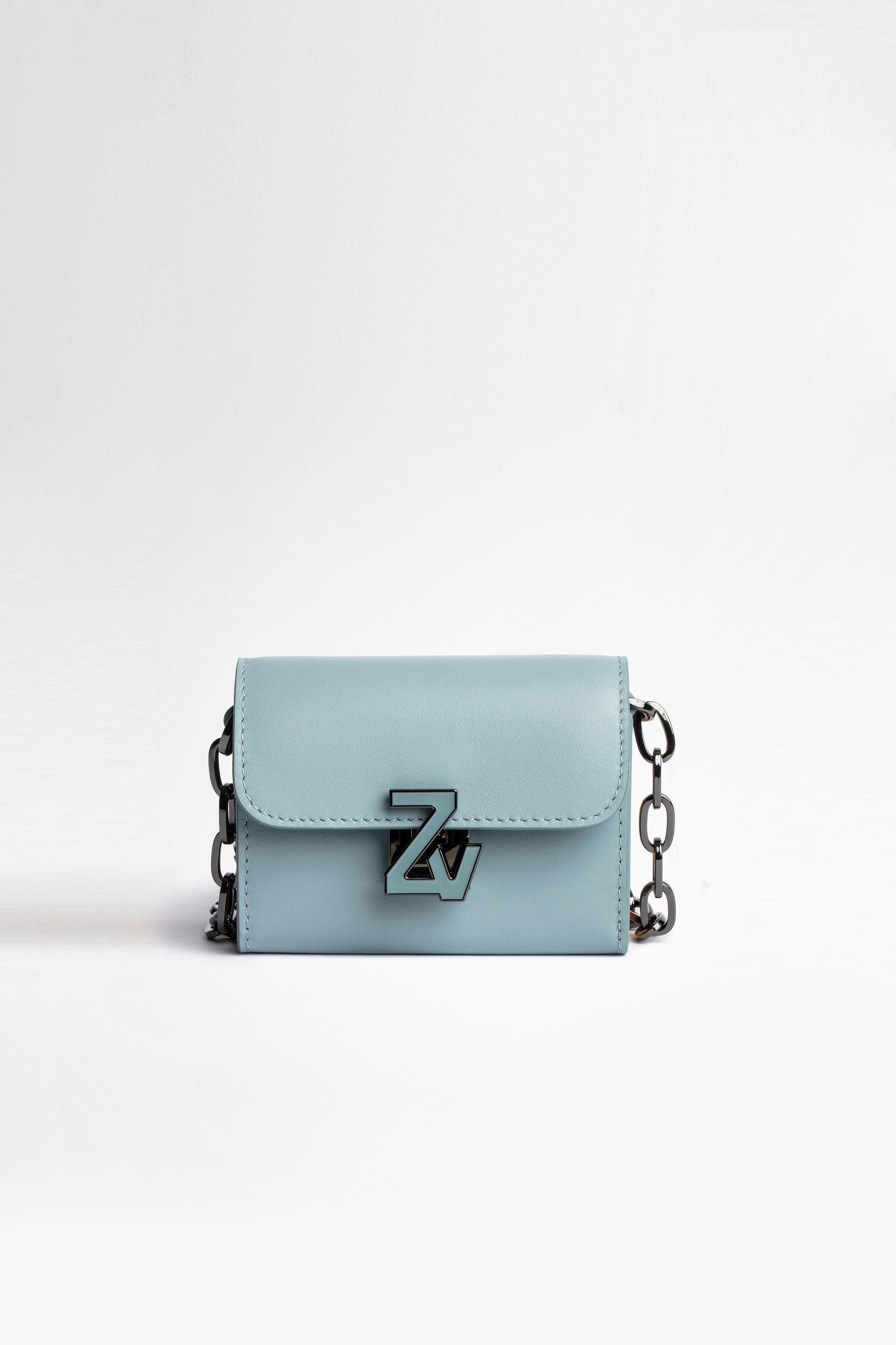 Damentasche Wallet ZV Initiale Le Tiny Unchained Kleines Portemonnaie aus himmelblauem Leder für Damen