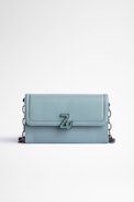 ZV Initiale Le Long Unchained Wallet - Women's sky-blue smooth leather wallet with shoulder strap