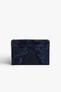ZV Wild Pass Card Case - Women’s card holder in black and blue python-effect leather