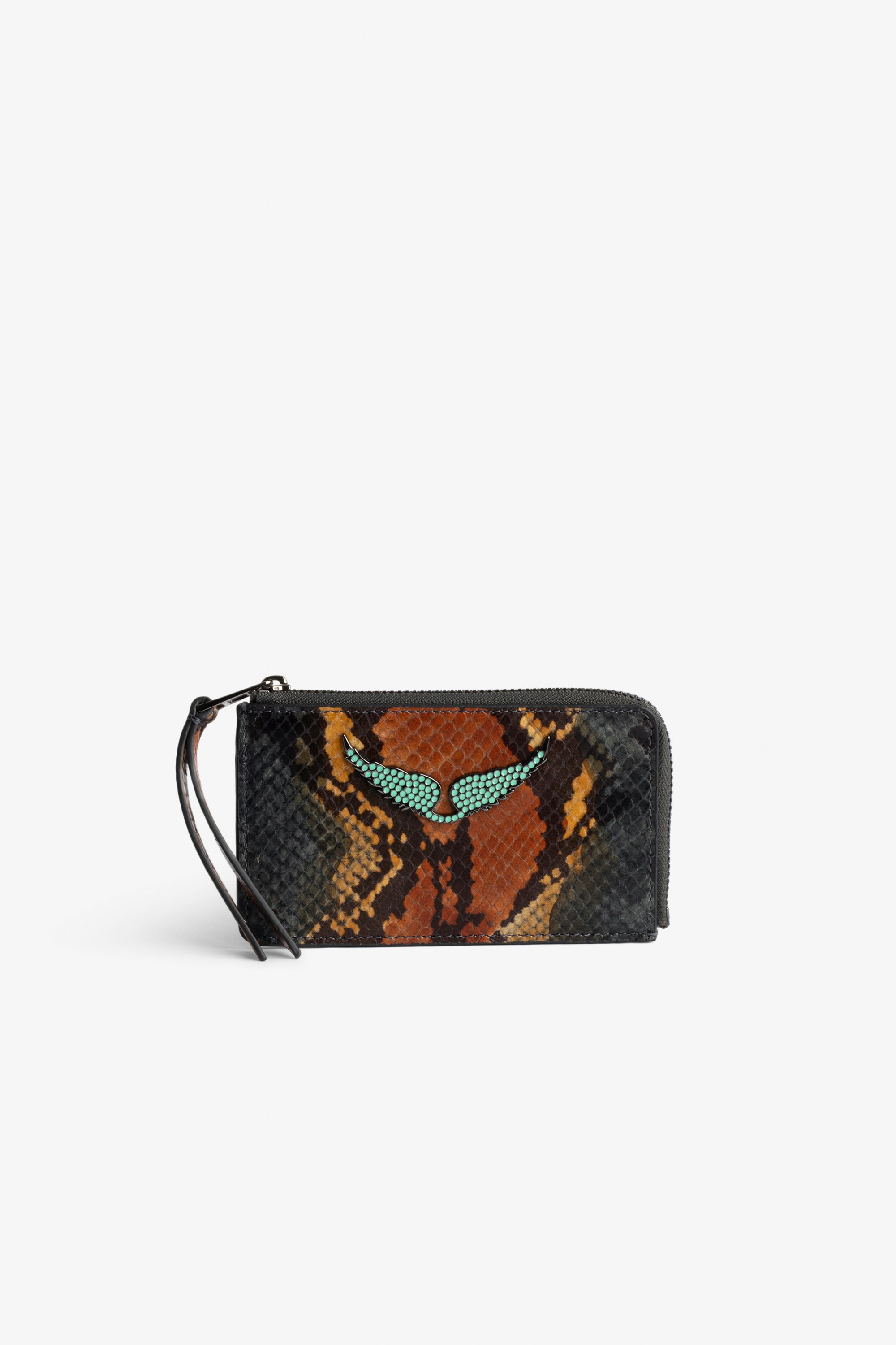 ZV Card Savage Card Case Women's card case in brown python-effect leather