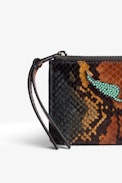 ZV Card Wild Card Case - Women's card case in brown python-effect leather