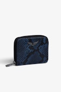 Mini ZV Wallet - Women’s black and blue python-effect leather coin purse