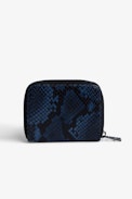 Mini ZV Wallet - Women’s black and blue python-effect leather coin purse